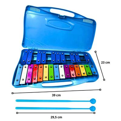 Imagen 2 del producto Metalófono Cromático Xilófono 25 Notas Maleta, Azul, AllinX