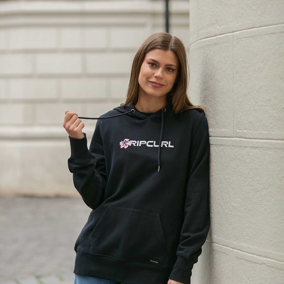 RIP CURL - Poleron Canguro Driftcrest Negro Mujer Rip Curl