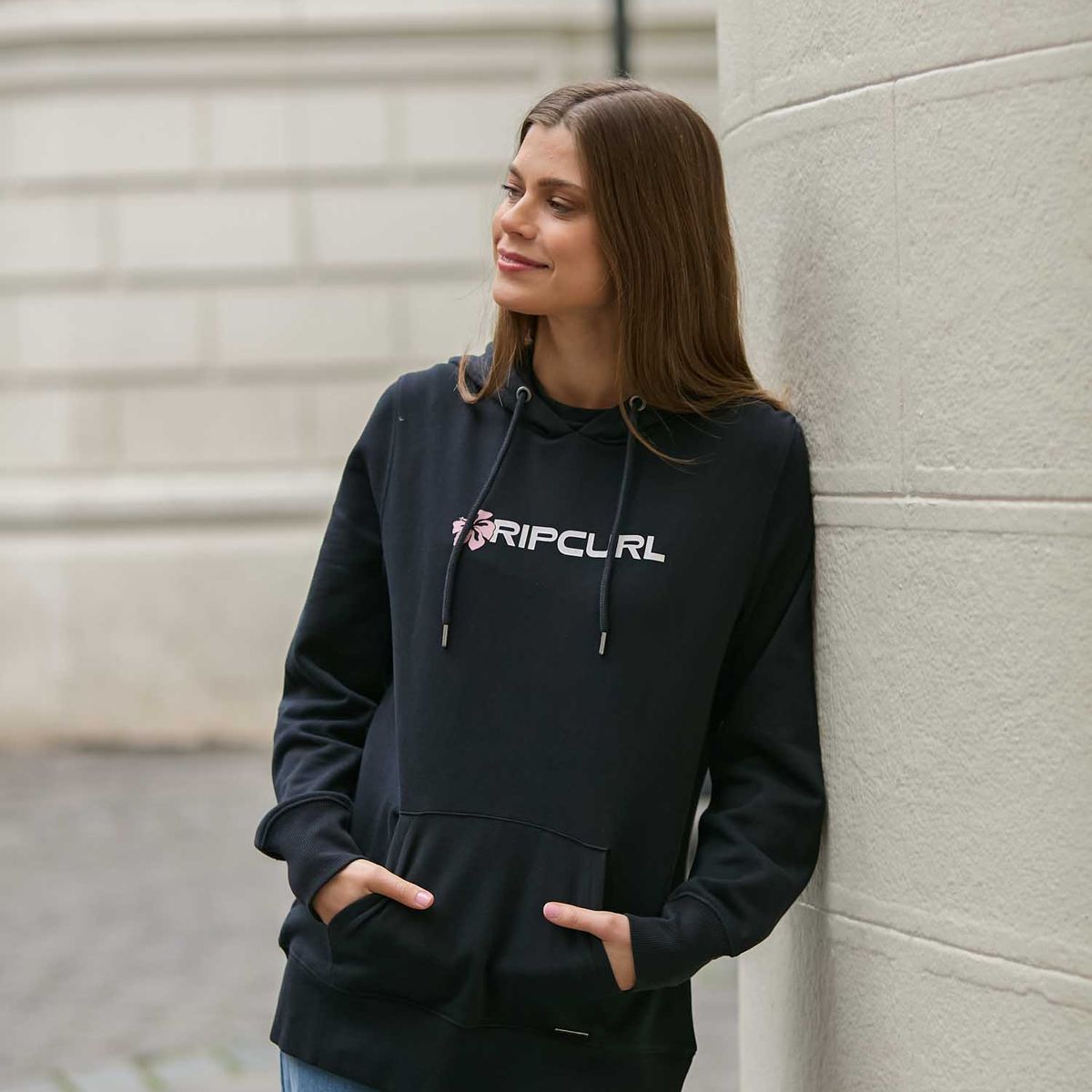 RIP CURL - Poleron Canguro Driftcrest Negro Mujer Rip Curl