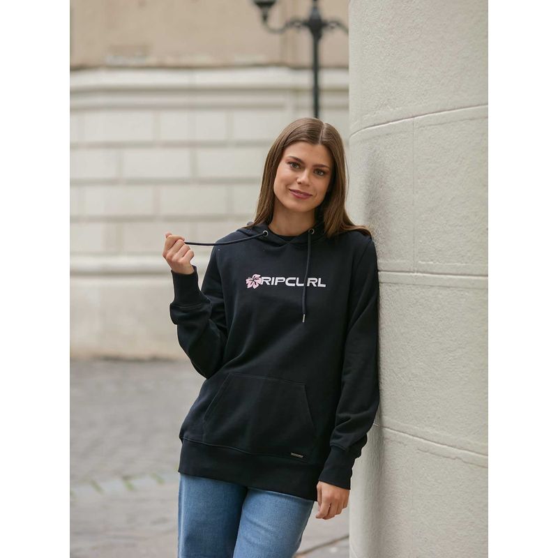 RIP CURL - Poleron Canguro Driftcrest Negro Mujer Rip Curl