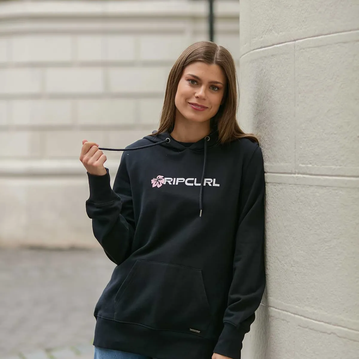 RIP CURL - Poleron Canguro Driftcrest Negro Mujer Rip Curl