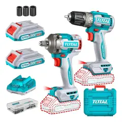TOTAL TOOLS - Kit Llave Impacto 400nm + Taladro 20v Carg+ 2bat Total