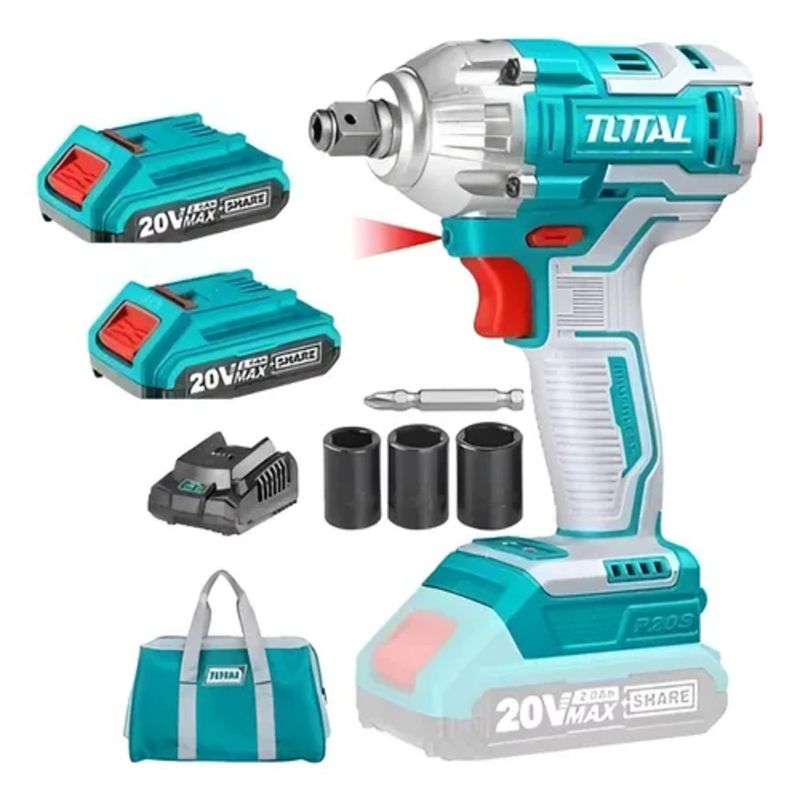 TOTAL TOOLS - Taladro Pistola Llave Impacto Y Atornillador 20v 2 Bat Total