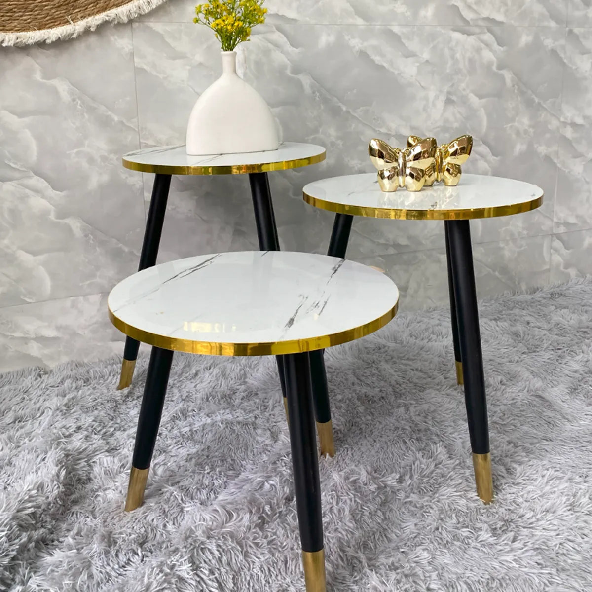 GENERICO - Elegante Set x3 De Mesa de Centro Color Blanco