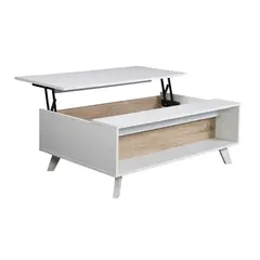 RELAN - Mesa de Centro Elevable Aloria Nórdica Blanco Madera