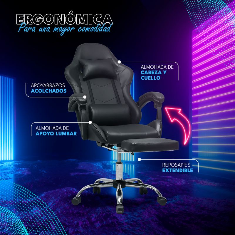 HOMEN - Silla Gamer Reclinable Home Office Rosado