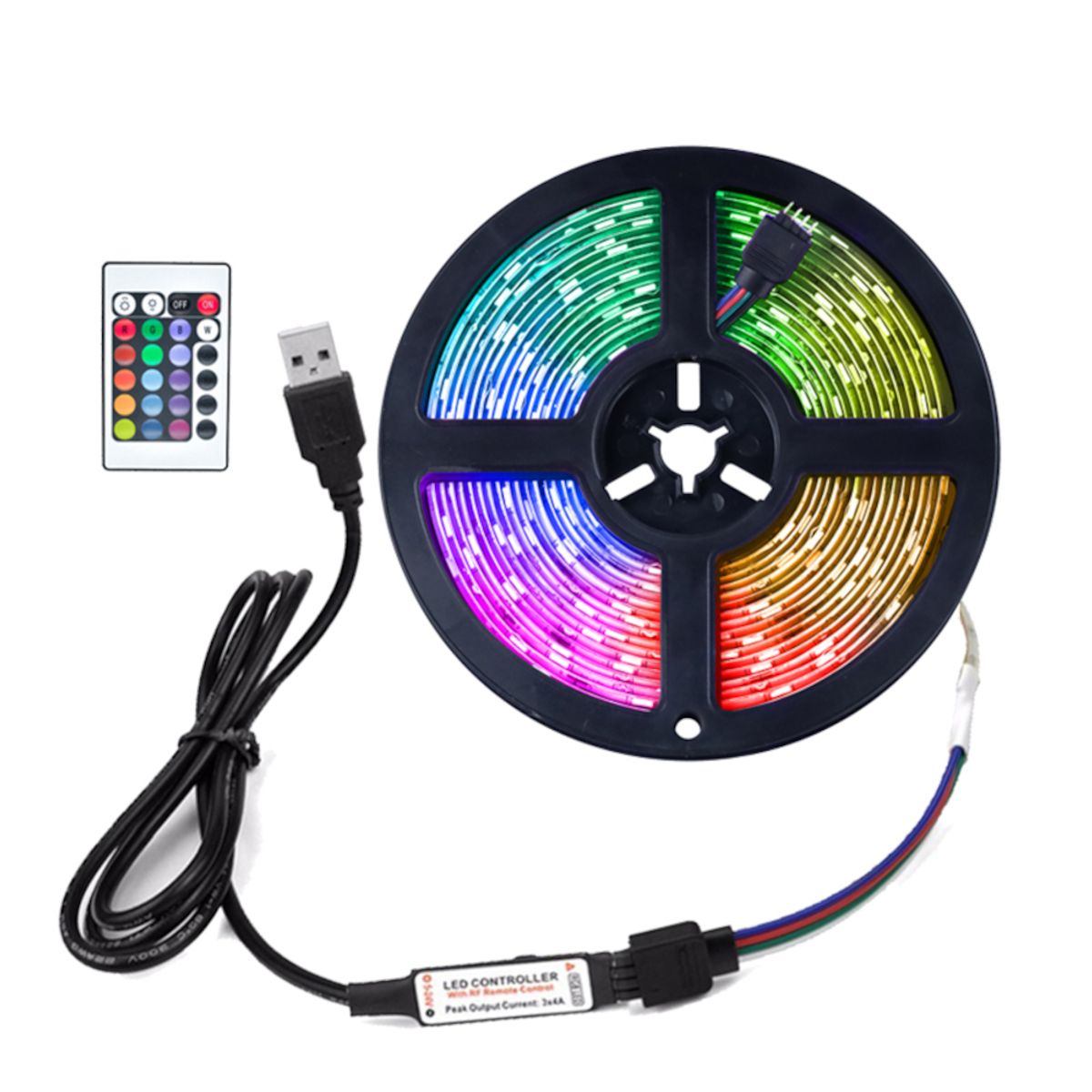 OEM - Tira Luces LED 5 Metros RGB – Control Remoto y Bluetooth
