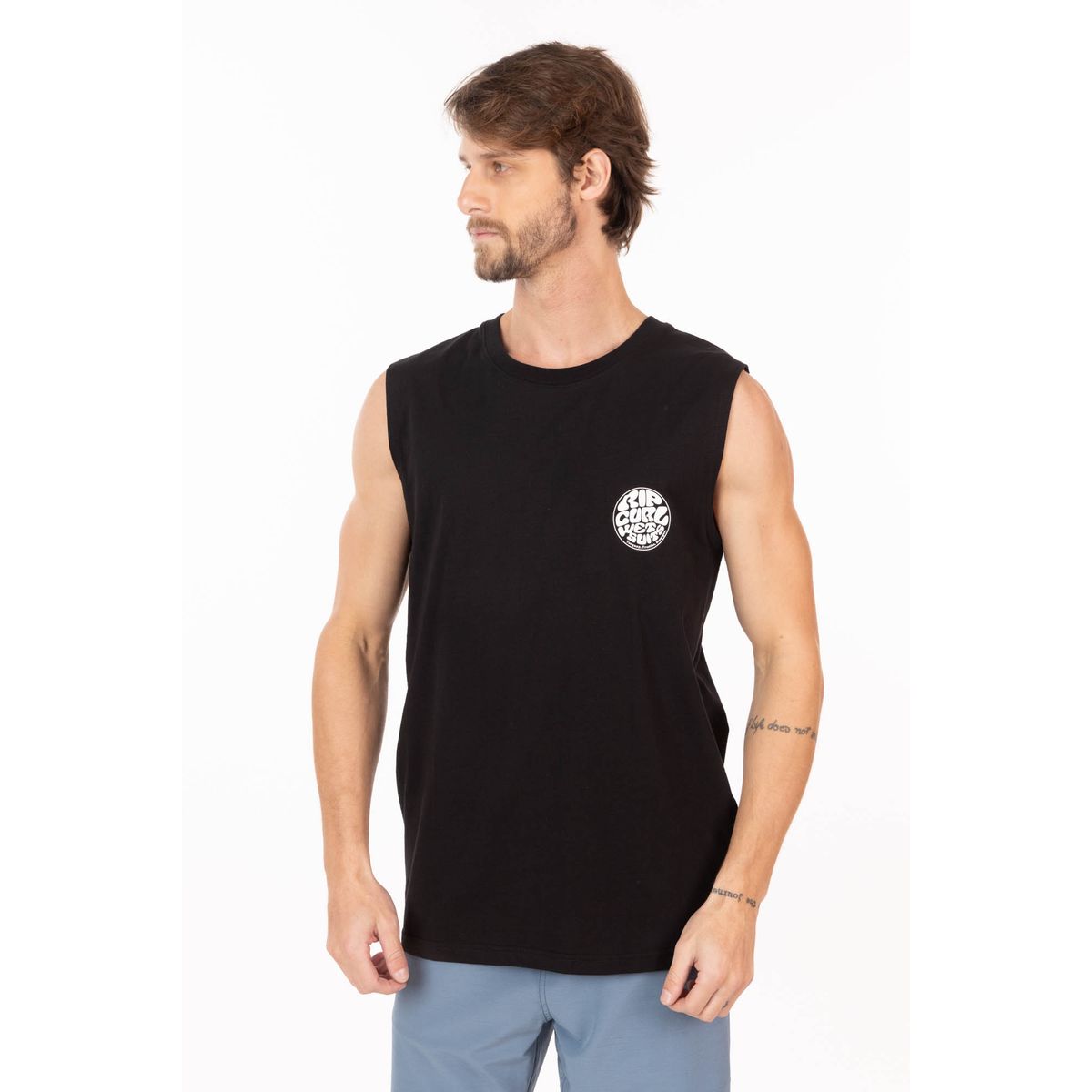 RIP CURL - Polera SM Reefcrest Negro Hombre Rip Curl