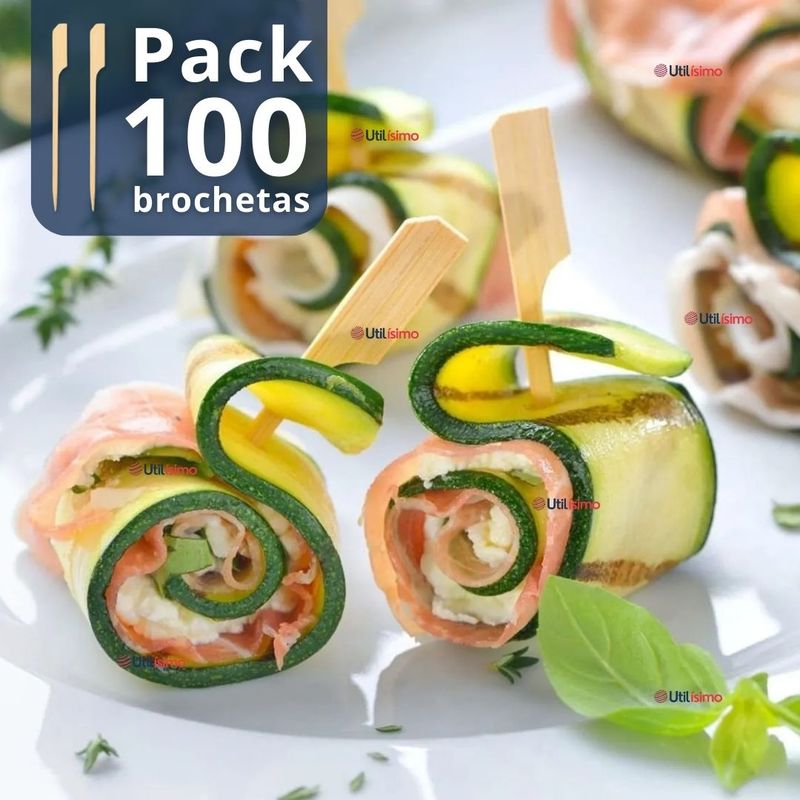 LINE - Pack 100 Piezas Brochetas De Bambú Bandera Cóctel 10cm