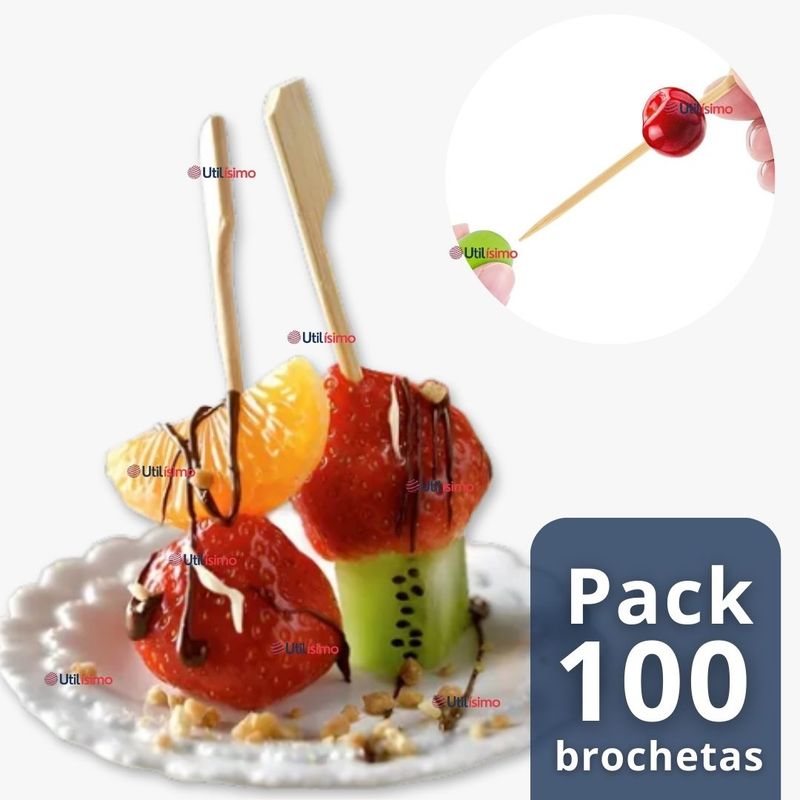 LINE - Pack 100 Piezas Brochetas De Bambú Bandera Cóctel 10cm