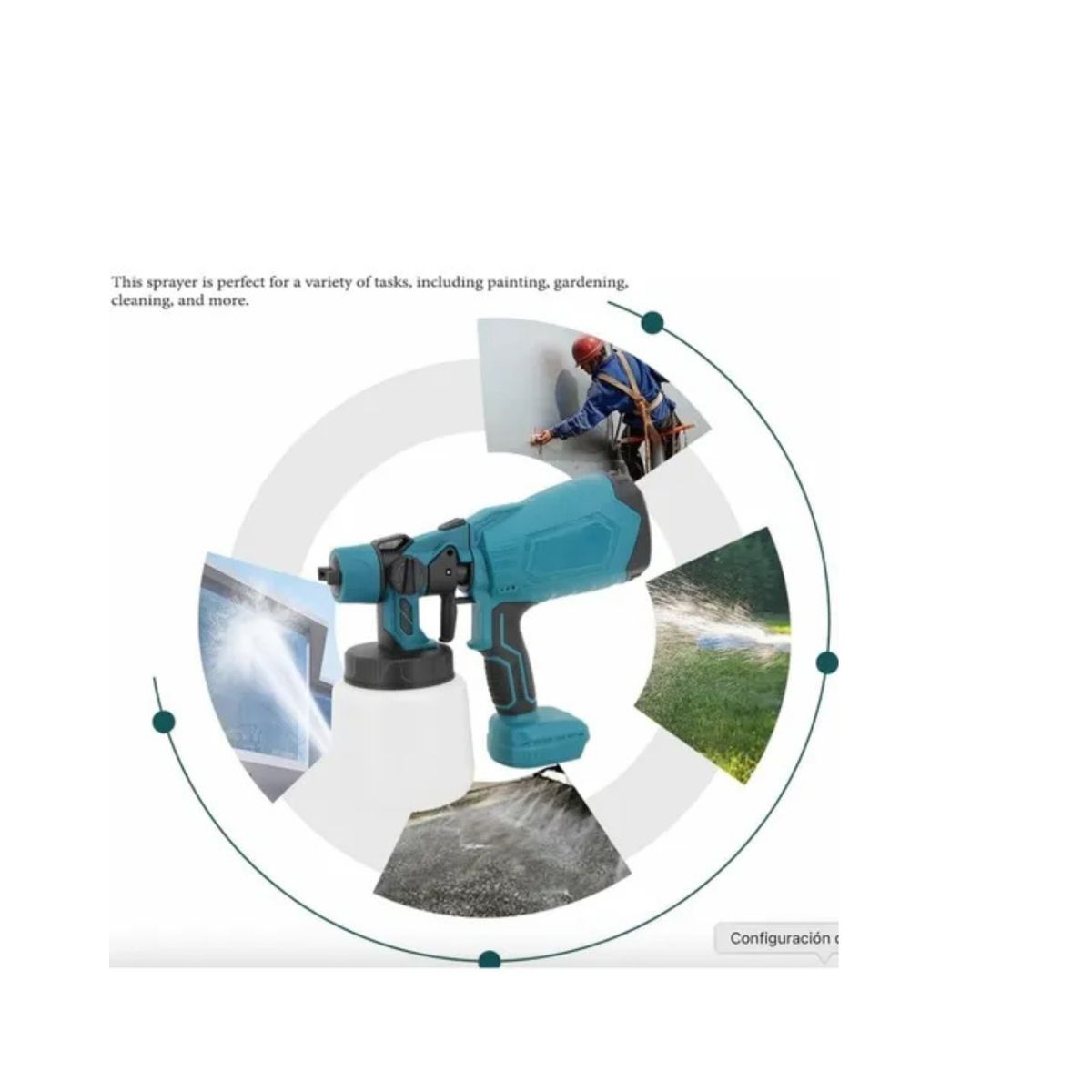 GENERICO - Portatil Pulverizador Pintura Inalámbrico 1000ml 21v MD20000