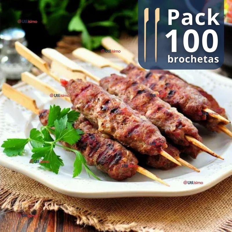 LINE - Pack 100 Piezas Brochetas De Bambú Bandera Cóctel 15cm