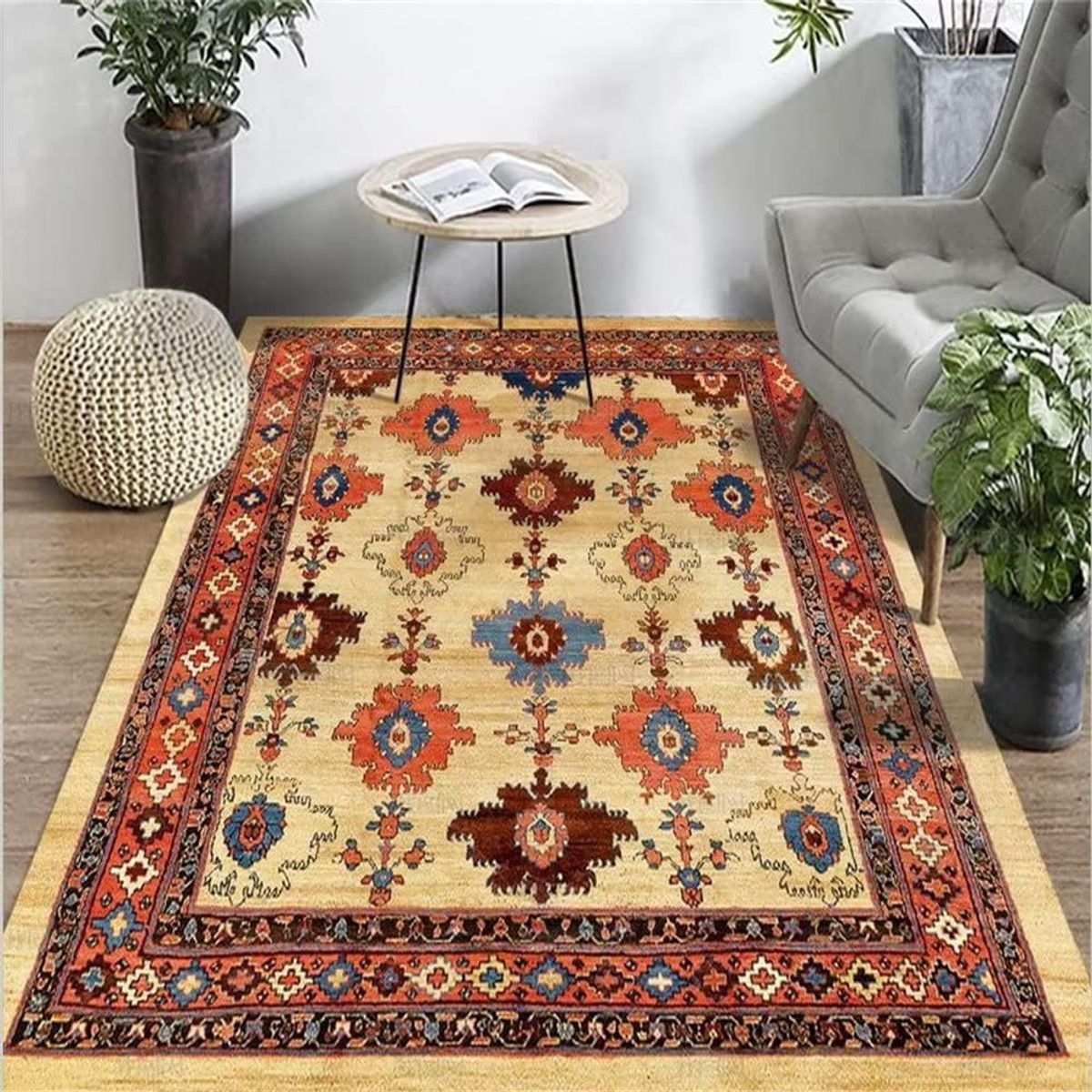 GENERICO - Alfombra rectangular 3D con diseño clásico beige de 200x240cm GS