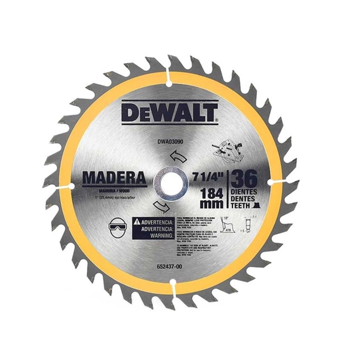 DEWALT - Disco de Sierra Dewalt 7 1/4 - 36 dientes -  DWA03090