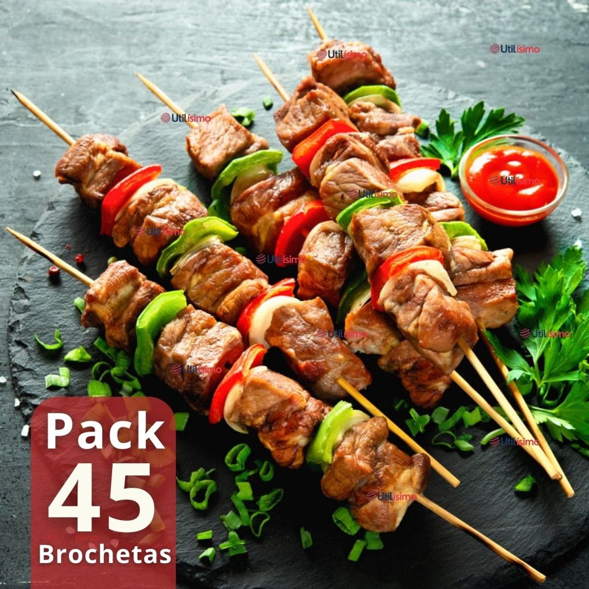 LINE - Pack 45 Piezas Brochetas Para Anticuchos Pinchos Bambú Palillos 35cm