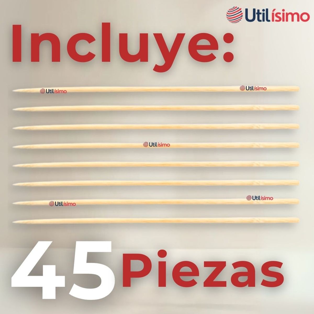 LINE - Pack 45 Piezas Brochetas Para Anticuchos Pinchos Bambú Palillos 35cm