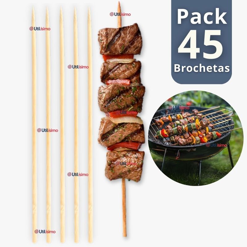 LINE - Pack 45 Piezas Brochetas Para Anticuchos Pinchos Bambú Palillos 35cm