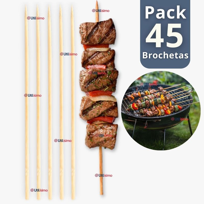 LINE - Pack 45 Piezas Brochetas Para Anticuchos Pinchos Bambú Palillos 40cm