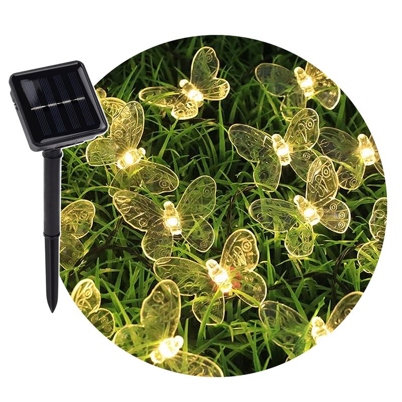GENERICO - Luces Solares Mariposa Guirnalda Decorativa Navideña Amarillo