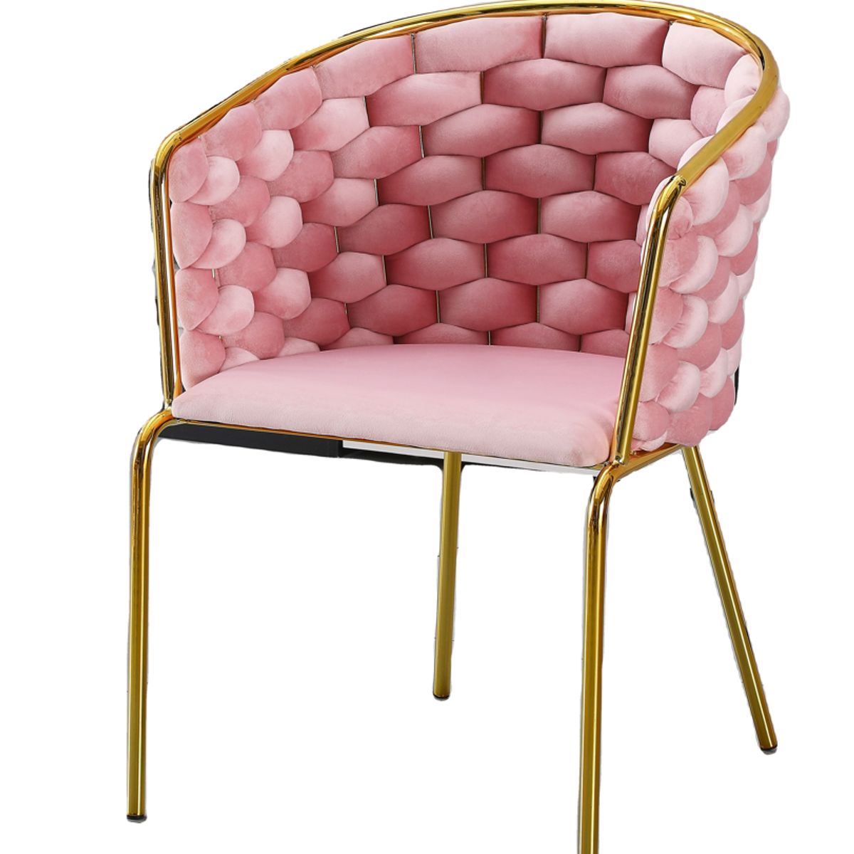 GENERICO - Poltrona de Terciopelo Rosa Acolchada Estilo Glam