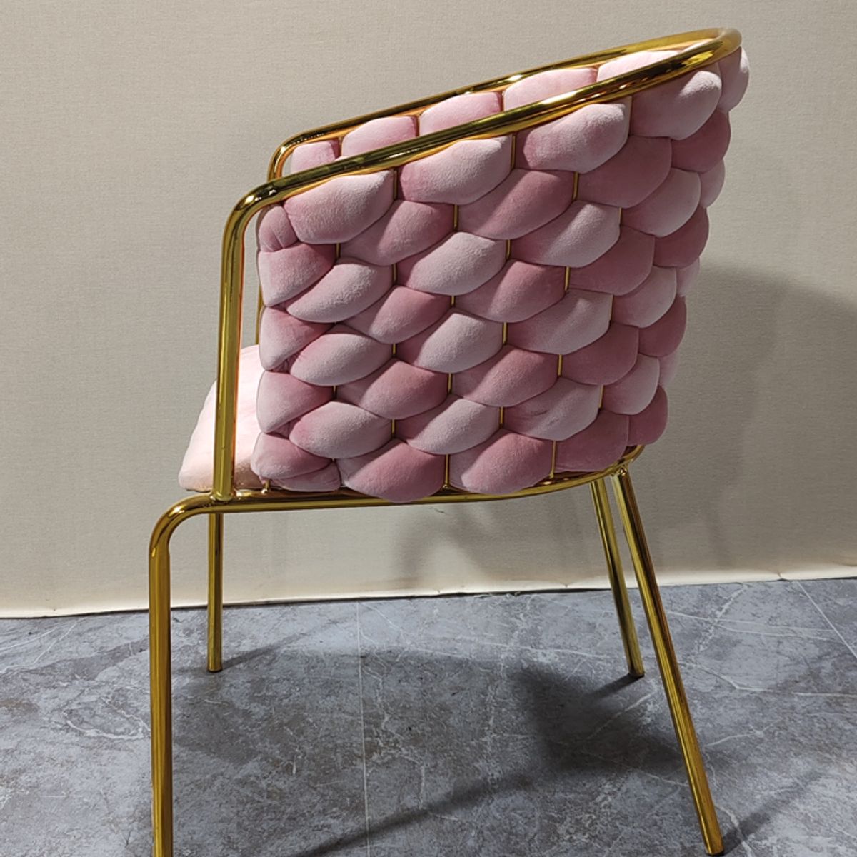 GENERICO - Poltrona de Terciopelo Rosa Acolchada Estilo Glam