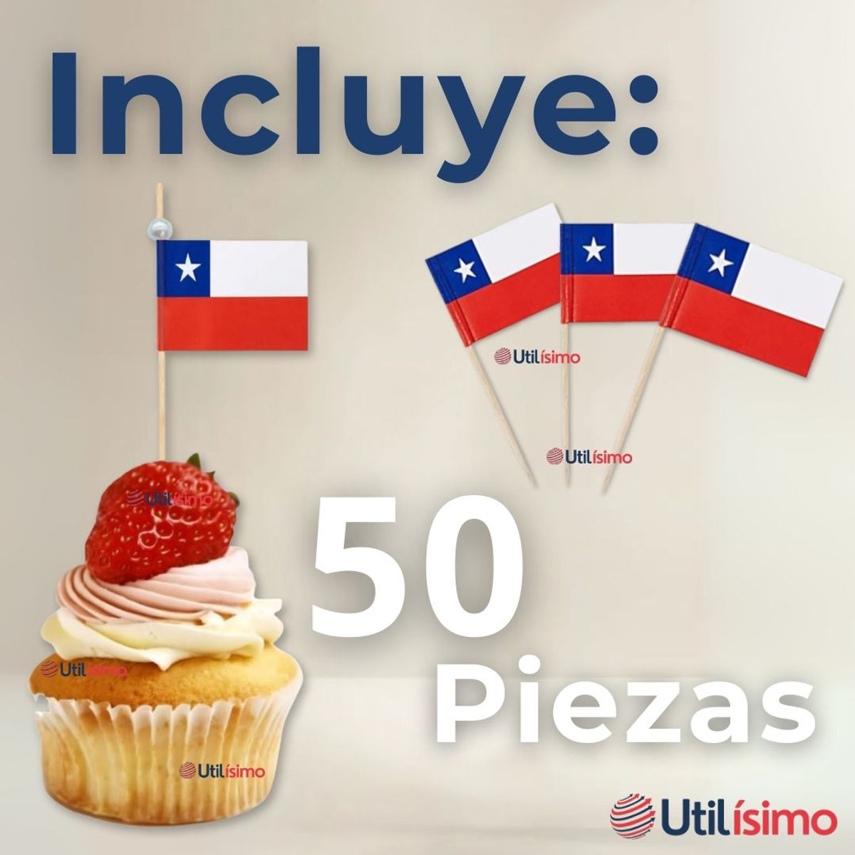 LINE - Pack 50 Mondadientes Pinchos Palillos Bandera De Chile