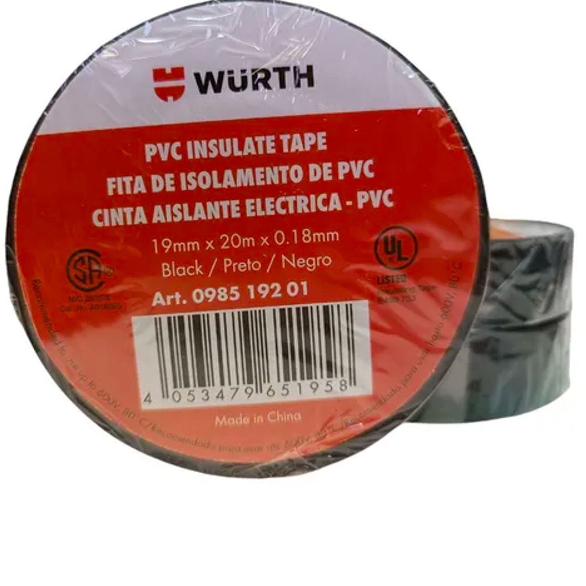 WURTH - Pack x3 Huincha 20 MT Aisladora Wurth Profesional 19mm-018mm