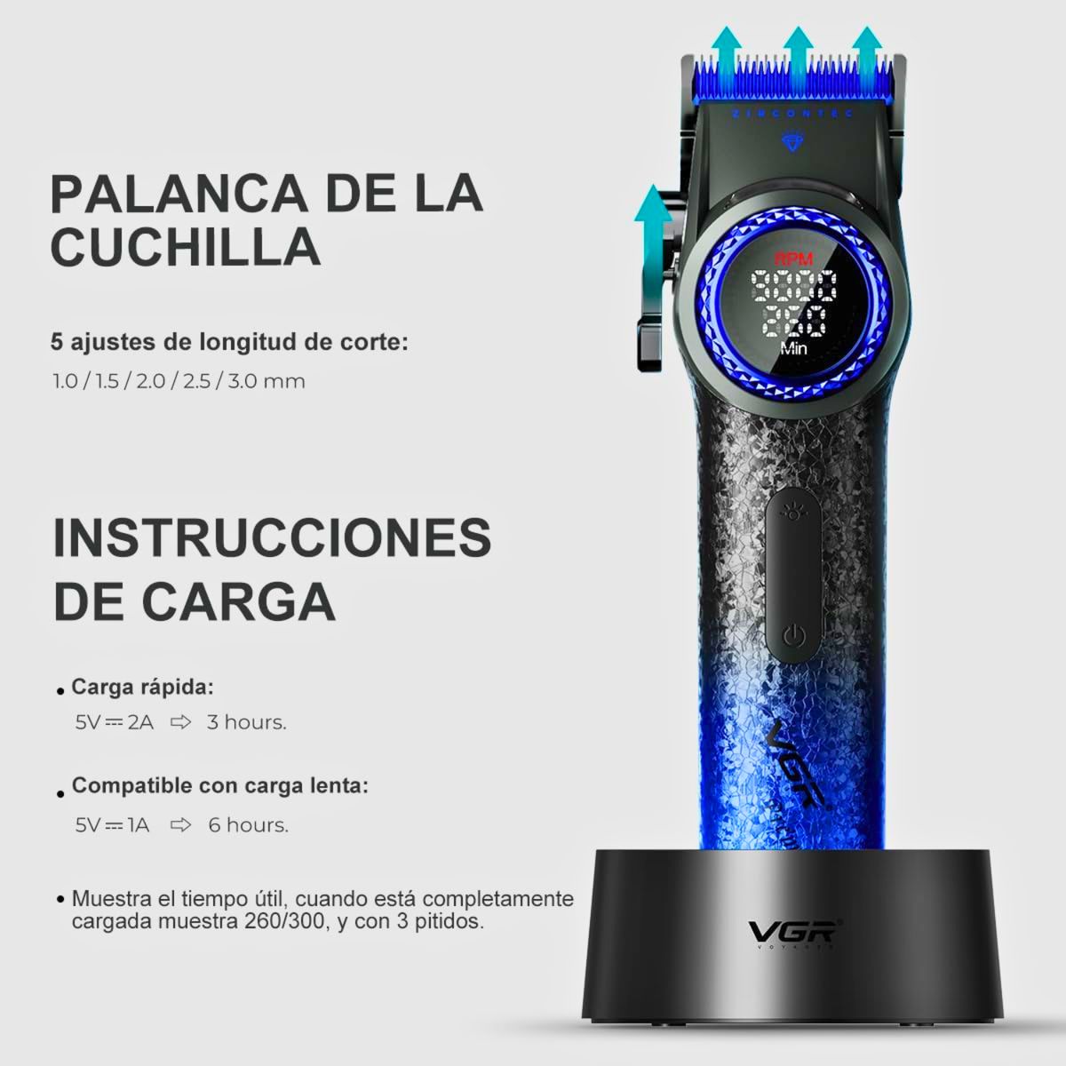 VGR - Cortapelo VGR001 Clipper Profesional Edición Limitada Azul