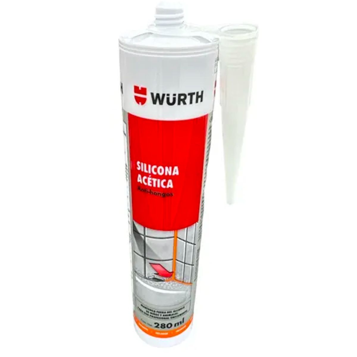 WURTH - Silicona Acetica Color Negro Anti Hongos con Fungicida Wurth 280ml