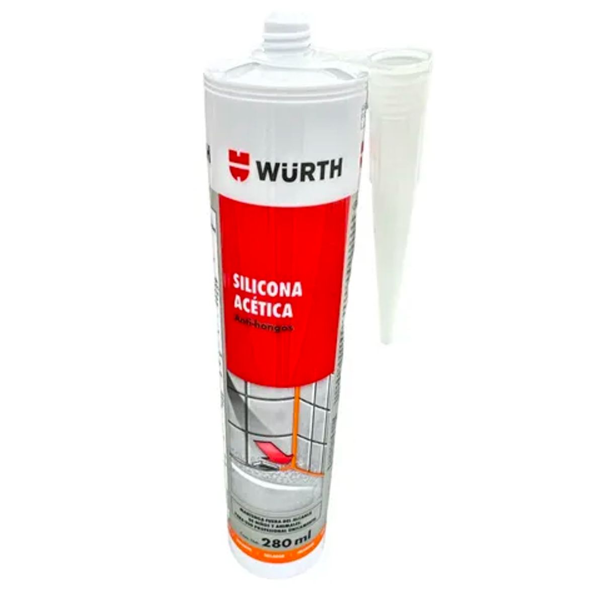 WURTH - Silicona Acetica Color Negro Anti Hongos con Fungicida Wurth 280ml