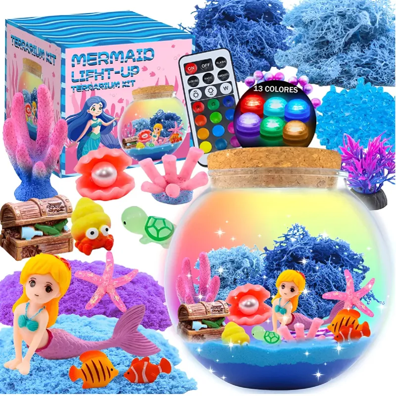 GENERICO - KIT ARENA MÁGICA CON LUZ NOCTURNA TERRARIO SIRENA