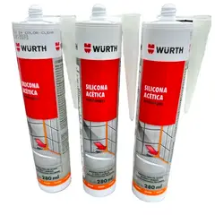 WURTH - Pack x3 Silicona Acetica Color Negro Anti-Hongos 280ml