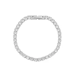LUX JOYAS - Pulsera Baño Oro Blanco 18k Tenis Circones