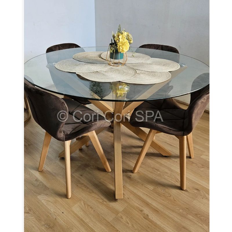 CORI CORI - Comedor Warwick 100cm + 4 Sillas Mariposa Velvet