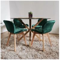 Comedor Warwick 100cm + 4 Sillas Mariposa Velvet