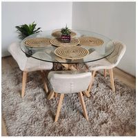 Comedor Warwick 100cm + 4 Sillas Mariposa Velvet