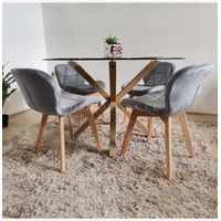 Comedor Warwick 100cm + 4 Sillas Mariposa Velvet