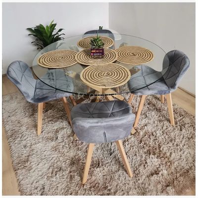 Imagen 2 del producto Comedor Warwick 100cm + 4 Sillas Mariposa Velvet