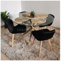Comedor Warwick 100cm + 4 Sillas Mariposa Velvet