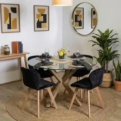 CORI CORI - Comedor Warwick 100cm + 4 Sillas Mariposa Velvet