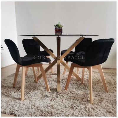 Imagen 2 del producto Comedor Warwick 100cm + 4 Sillas Mariposa Velvet