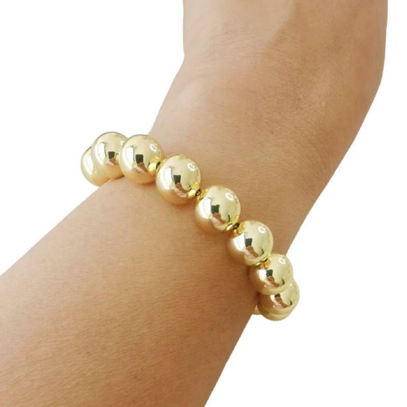 GENERICO - Pulsera De Perlas Doradas 7mm