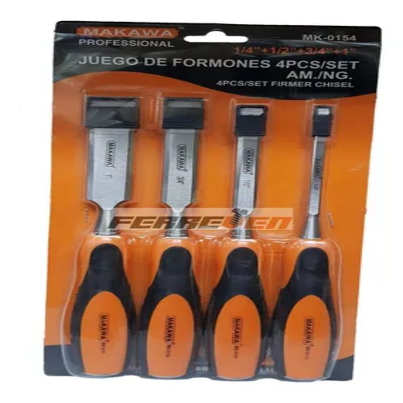 MAKAWA - Set Kit Jgo De Formones Cinceles P Madera 4 Piezas Makawa