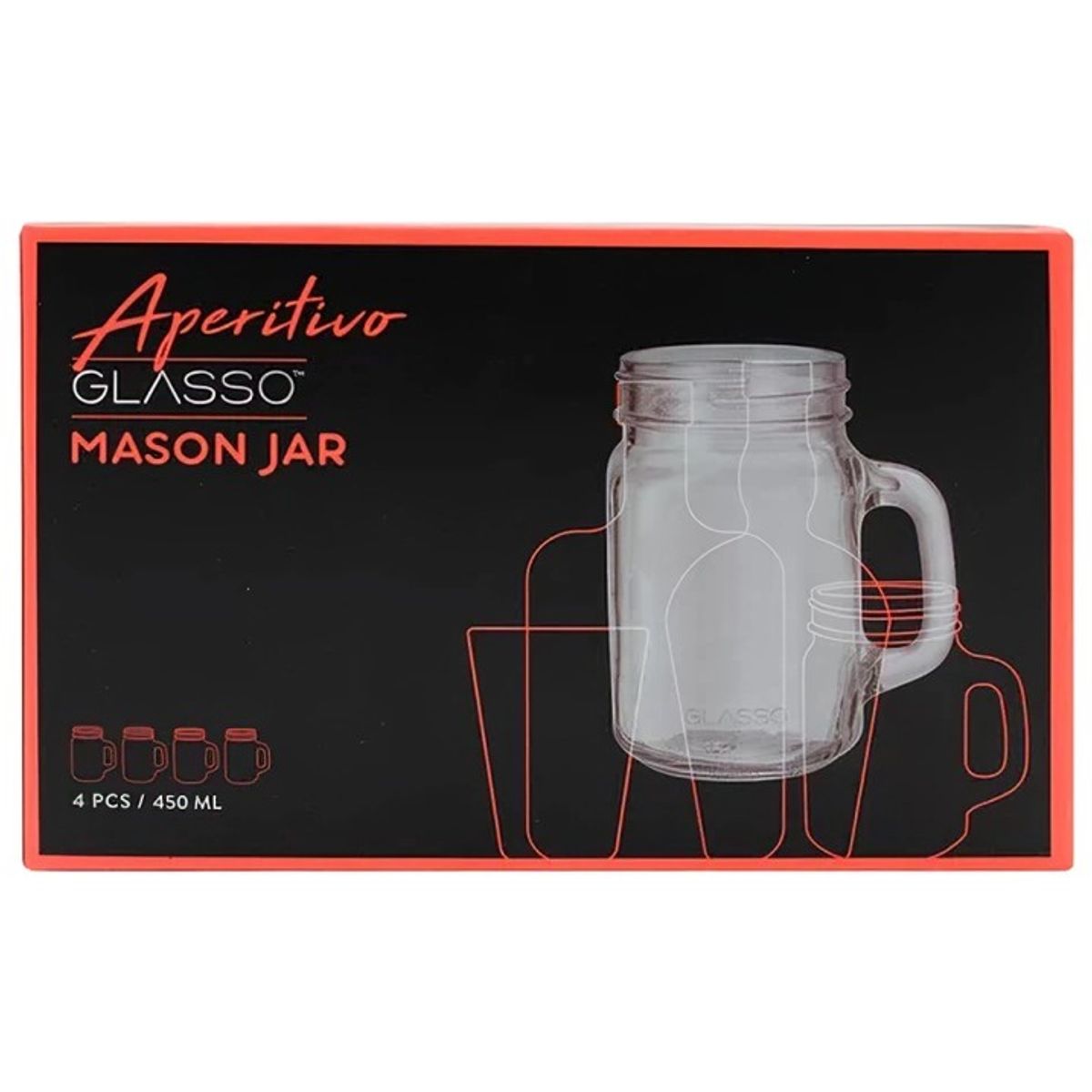 GLASSO - SET 4 VASOS MOJITO MASON GLASSO