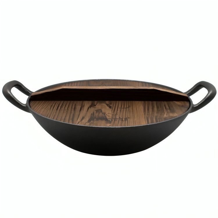 Disco Iron Cast con Tapa de Madera Hierro Fundido