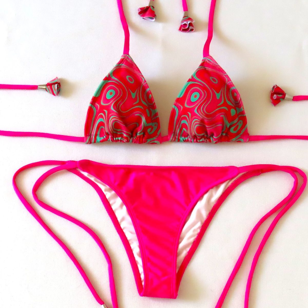 CREA PRINT - Traje de Baño Bikini  mod. CHOCOLATE Top Triángulo y Bottoms con tiras