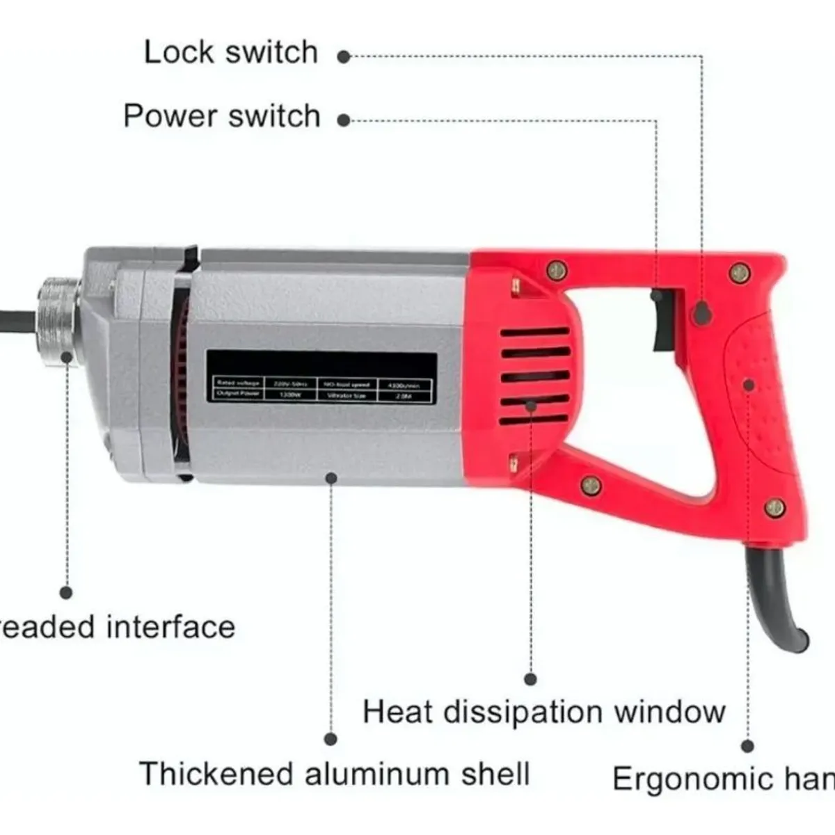 GENERICO - Vibrador De Hormigón Profesional 1300w Con Sonda 15m
