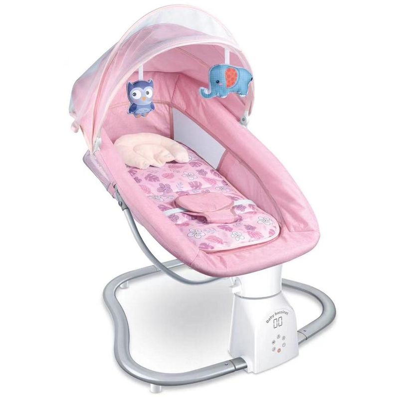 JAGIMA - Cuna Bebe Mecedor Eléctrico 3 En 1 Música Silla Mecedora - Rosa