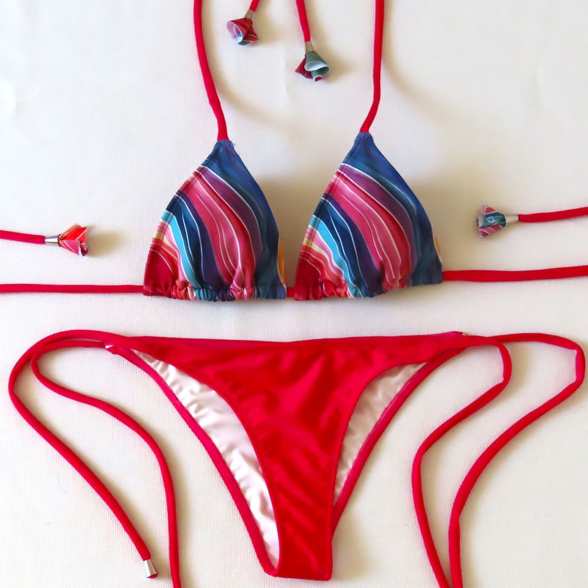 CREA PRINT - Traje de Baño Bikini  mod. CHOCOLATE Top Triángulo y Bottoms con tiras