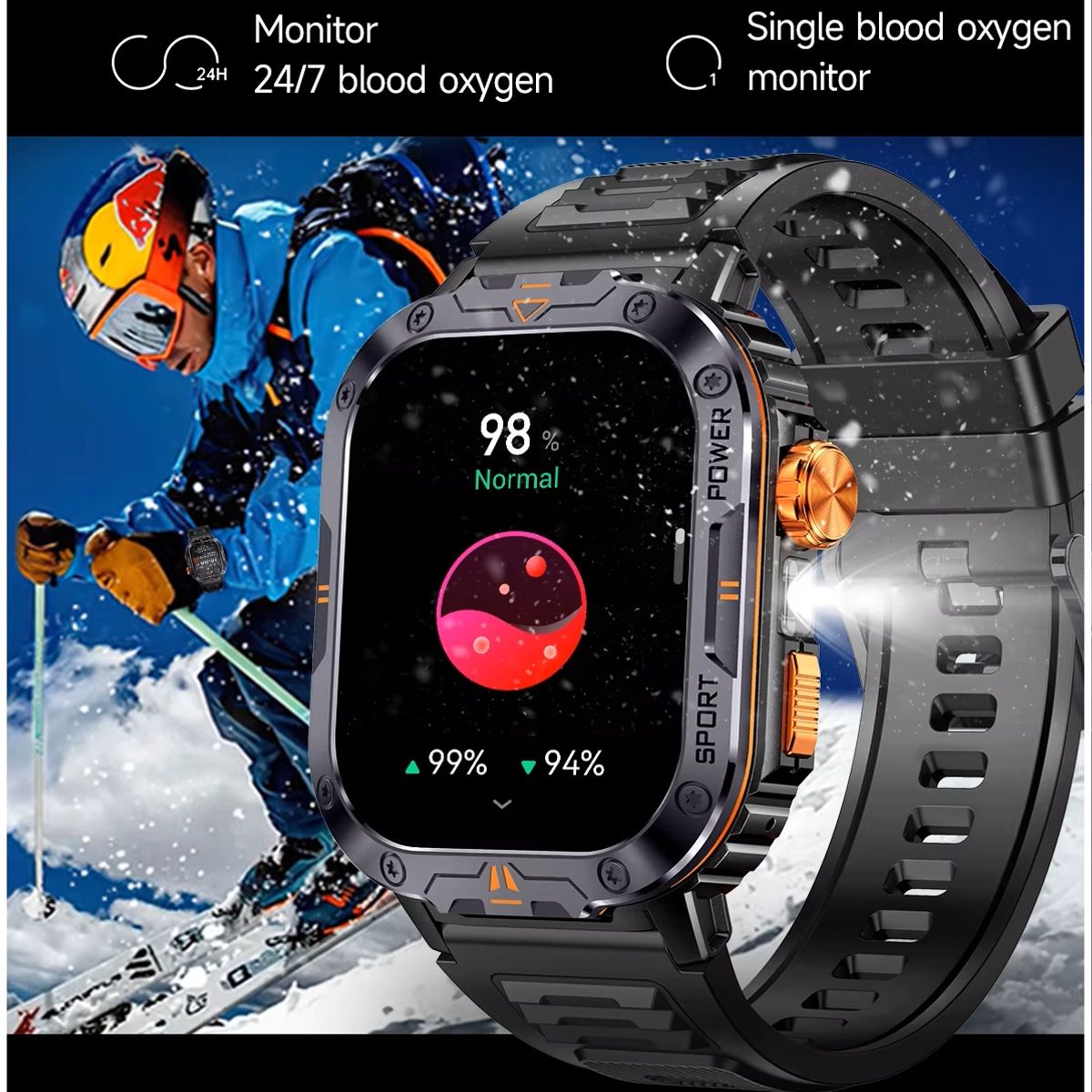 GENERICO - Smartwatch Deportivo Memoria 4GB Música Local Linterna Táctica
